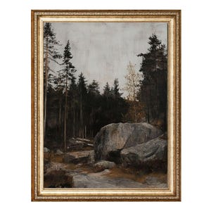 Misty Forest Path Nature Landscape Art Print – VINTAGE Oil Painting, Cottagecore Wall Art, Printable Wall Art, Digital Prints