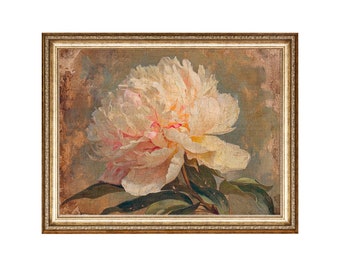 Vintage Peony Flower Print, Antique Floral Wall Art (Digital Download)