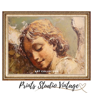 Angel Painting Vintage Prints Religious ART PRINT Vintage Oil Painting, Aesthetic Canvas Wall Art Room Decor PRINTABLE Digital Download