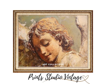 Vintage Angel Oil Painting Print, Religious Wall Art (Digital Download)
