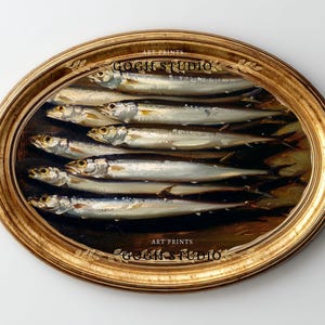 Sardines Painting Food Art Fish Artwork Wall Art Room Antique Decor PRINTABLE image 4