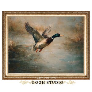 Vintage Mallard Duck Oil Painting: Rustic Wildlife for Cabin or Farmhouse Decor (Digital Download)