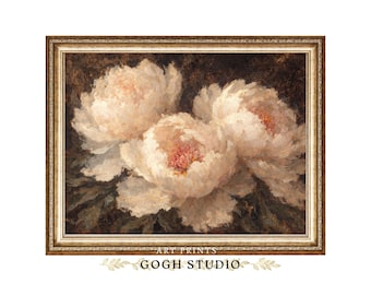 White Peony Flower Wall Art - Digital Prints - Printable Digital Download - Instant Download