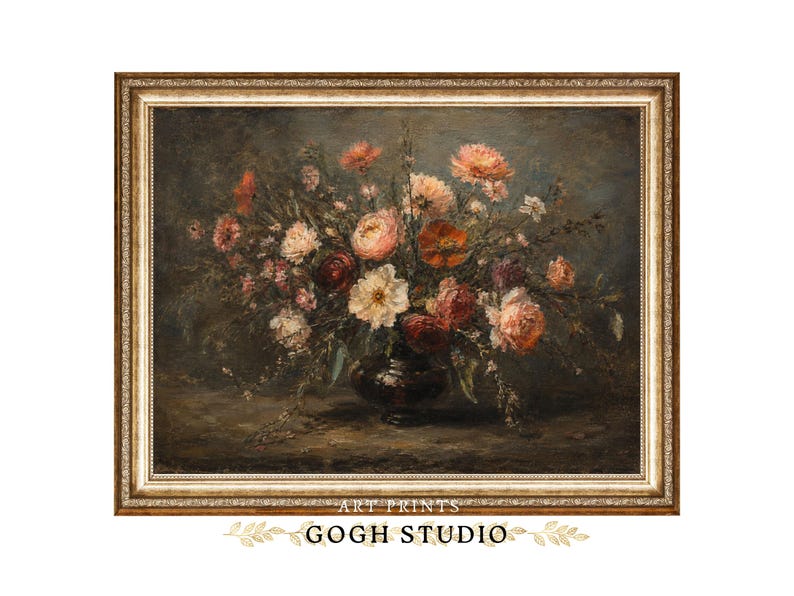 vintage-flower-bouquet-print-antique-oil-painting-cottagecore-wall
