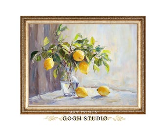 "Kunstdruck ""Zitronenbaum"" - Cottagecore Stillleben, rustikale Küchendeko (Digitaler Download)"