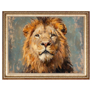 African Lion Painting Safari Animals Oil Painting, VINTAGE Style Prints, Cottage Core Art, Downloadable Art, DIGITAL DOWNLOADS