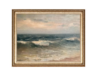 Ocean Waves Print Coastal Wall Art VINTAGE Prints, PRINTABLE Wall ART, Horizontal Art Digital Download