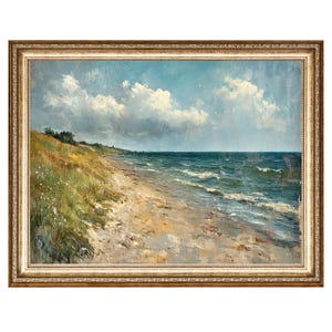 Coastal Landscape Beach Prints Oil Painting, Cottage Core Art, Best Gifts VINTAGE Painting, Printable Wall Art, DIGITAL PRINTS