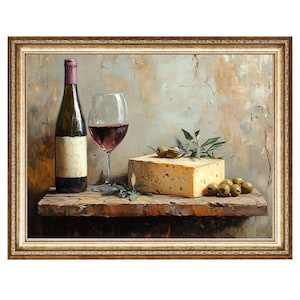 Wine and Cheese Oil Painting - Etsy