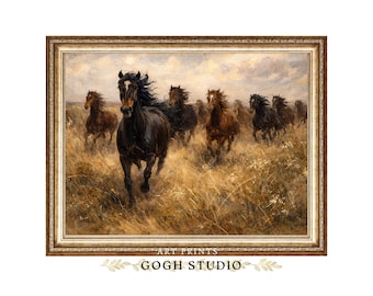 Western Horse Painting, Herd of Horses, PRINTABLE Wall Art (Digital Download)