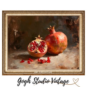 Pomegranate Print Kitchen Art PRINTABLE Vintage Pomegranate Oil Painting WALL ART Print Digital Download