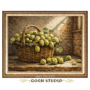 Hops Botanical Vintage Art Print Bar Decor (Digital Download)