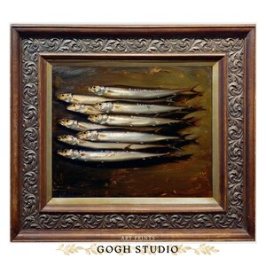 Sardines Painting Food Art Fish Artwork Wall Art Room Antique Decor PRINTABLE image 10