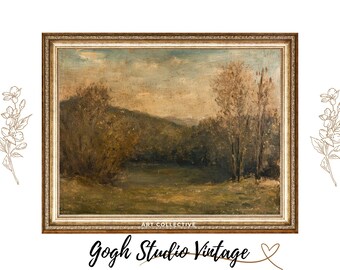 Landscape Painting Vintage Trees Print, PRINTABLE Large Oil Painting, WALL ART Digital Download, Vintage Antique Downloadable Prints