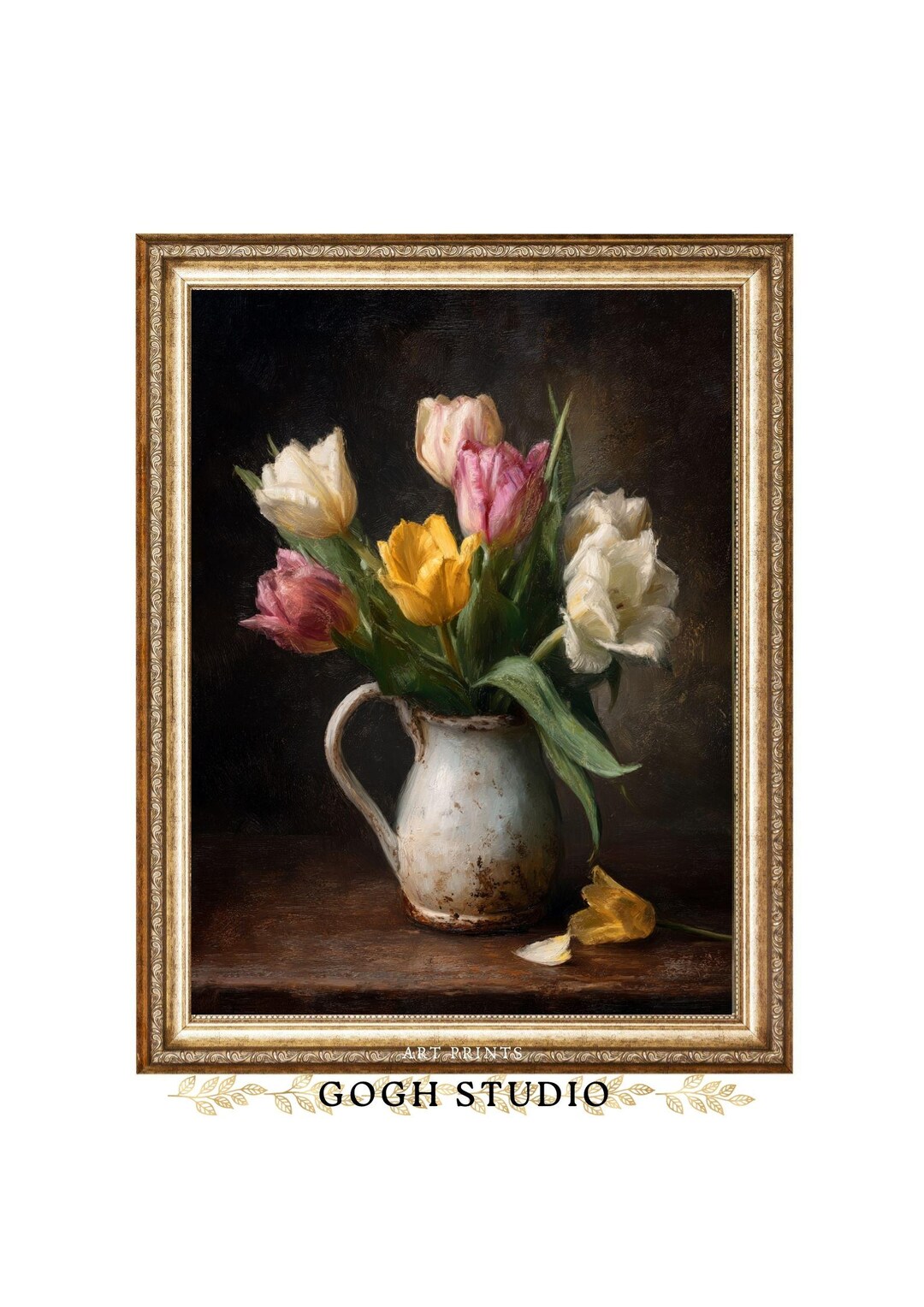 Tulip Bouquet Vintage Wall Art - Digital Prints - Printable Digital ...