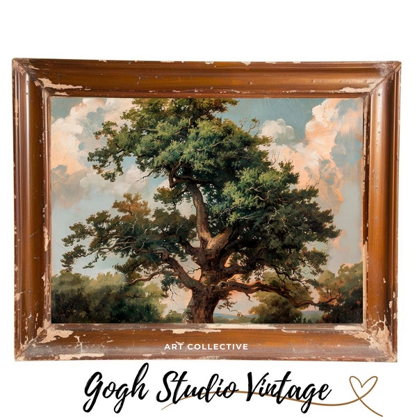 Old Oak Tree Print, Nature wall art Home Decoration, Fine Art PRINTABLE Oil Painting WALL ART Digital Download Downloadable Art Print