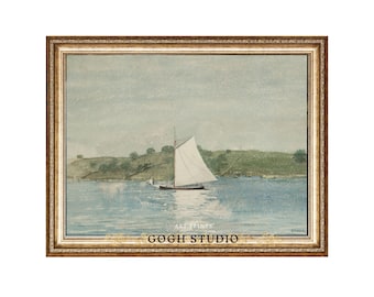 Sailboat Seascape Vintage Wall Art Printable Digital Download