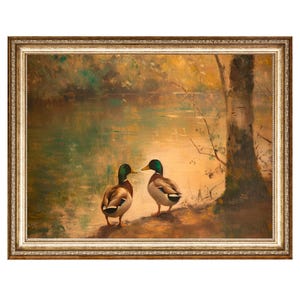 Duck Art Ducks Pond Painting, Oil Painting, VINTAGE Style Prints, Cottage Core Art, Downloadable Art, DIGITAL DOWNLOADS