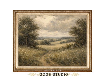 Cottage Core Oil Painting Countryside Art Print (Digital Prints)