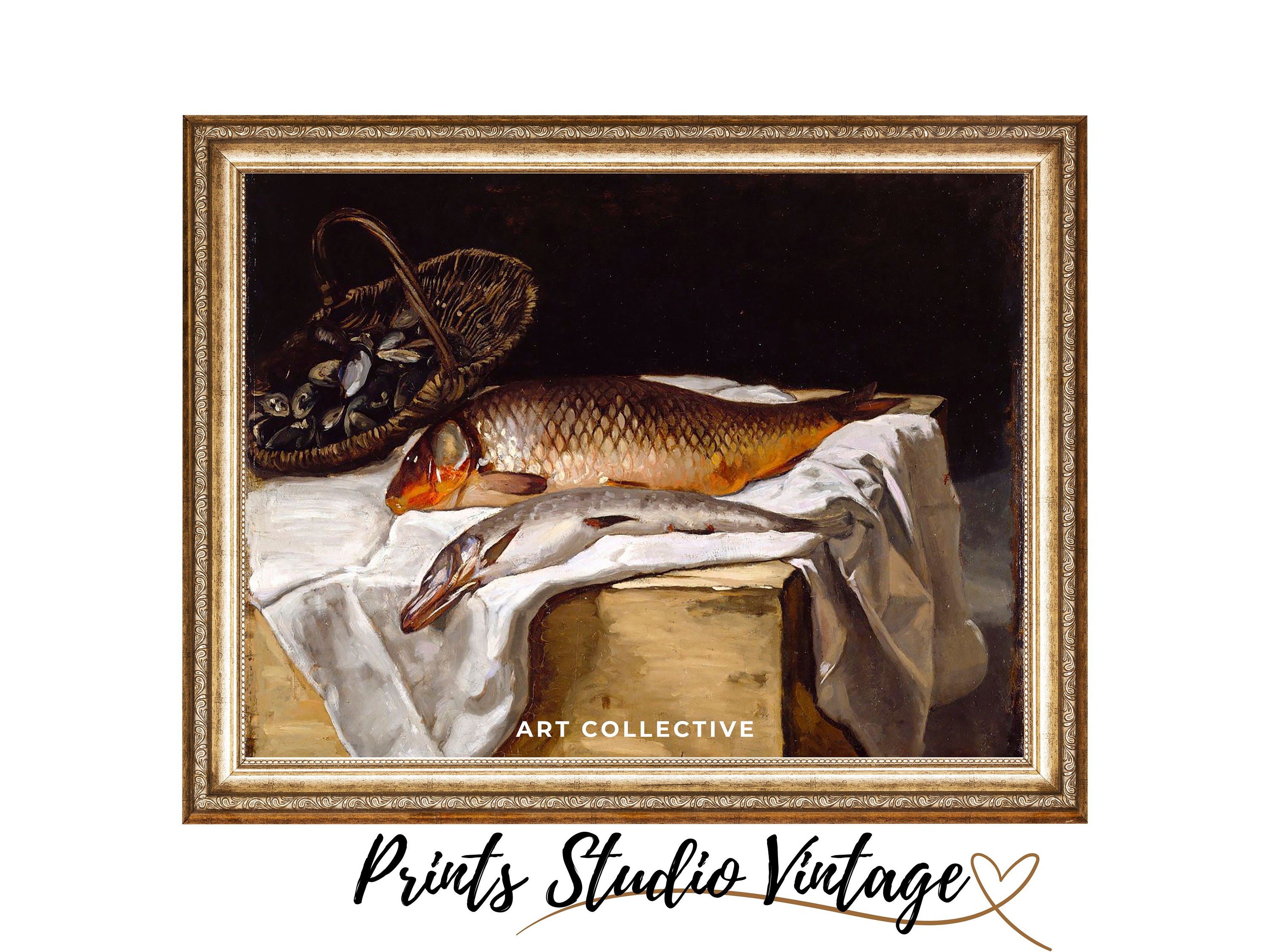 【保存版】 painting oil fish antique Original - 日本 Etsy 絵画