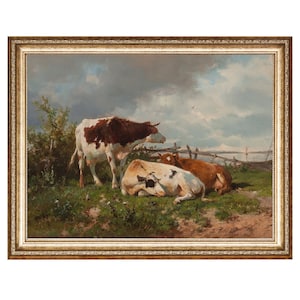 Cow Art Print Farm Painting Farm Animal Art Oil Painting, Cottage Core Art, VINTAGE Painting, DIGITAL PRINTS