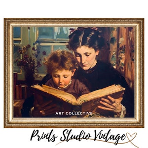 Mujer victoriana leyendo libro retrato pared ARTE IMPRIMIR pintura al óleo vintage, lienzo estético pared arte habitación decoración IMPRIMIBLE Descarga digital