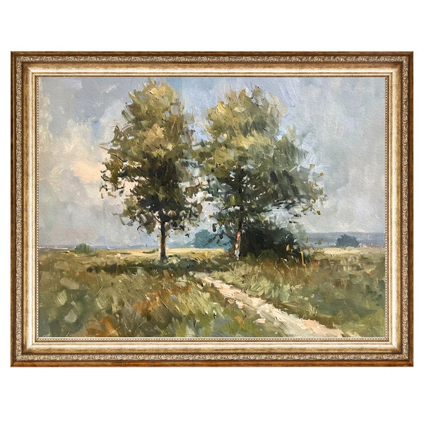 Tree Landscape Painting, Vintage Landscape ART PRINT Vintage Oil Painting, Aesthetic  Canvas Wall Art Room Antique Decor Digital Download
