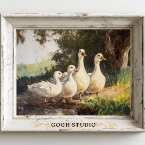 Vintage Ducks Oil Painting, Farmhouse Rustic Wall Art (Digital Print) image 7