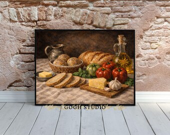 Carrelage Mural Cuisine Nature Morte - Citron, Poisson, Pain - Marbre Céramique