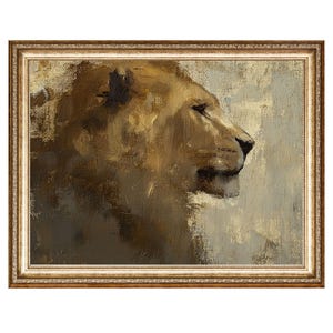 Abstract Lion Art Vintage Wildlife Art Oil Painting, VINTAGE Style Prints, Cottage Core Art, Downloadable Art, DIGITAL DOWNLOADS