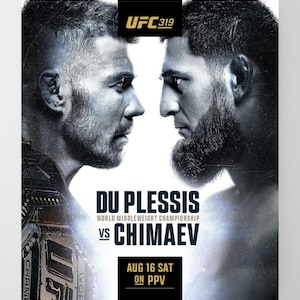 Limited Edition UFC 319 Poster / Dricus Du Plessis vs Khamza Chimaev Poster / Khamzat Chimaev / UFC 319 / UFC Merch