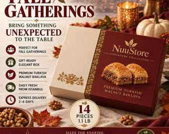 Suikervrije Turkse walnotenbaklava, 28 stuks | Herfstcadeau | Vers uit Istanbul | Expresslevering 2-6 dagen