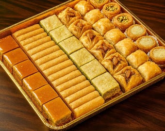 Daily Fresh From Baku, Personalized, Azerbaijani Baklava Assortment, Ceremonial Novruz Style Layered Baklava.