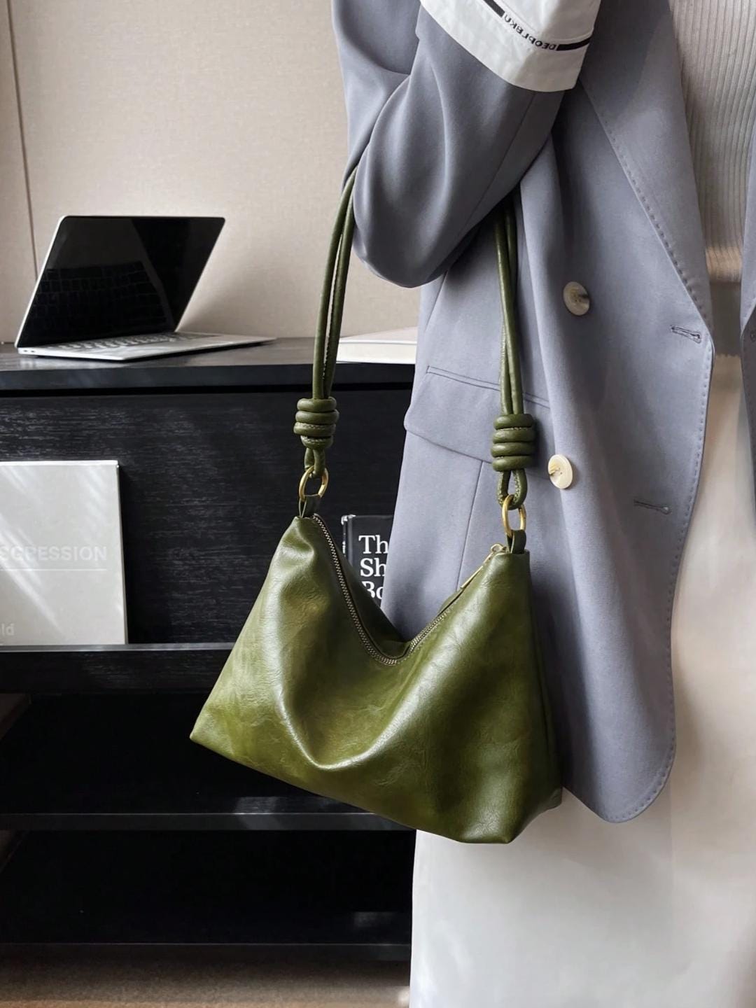 Women's Leather Hobo Bag, Large Capacity Vintage Style Shoulder Tote