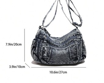 バッグ Denim Shoulder bag Whitney Large Frayed Denim Convertible Shoulder Bag