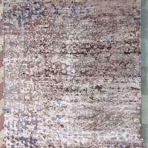 10×12 crèmebeige modern en traditioneel design vloerkleed - abstract Tibetaans handgeknoopt zacht wollen vloerkleed - vloerkleed slaapkamer - tapijt woonkamer