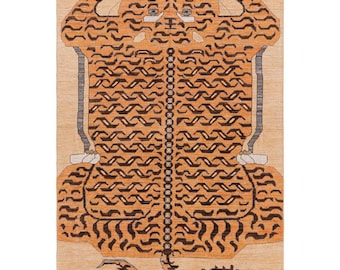 Handknotted Traditional Antique Tibetan Tiger Skin Design Woolen Rugs| New Handmade Area Runner Carpets