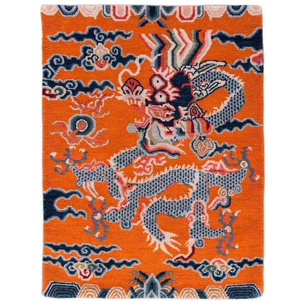 Handgeknoopte antieke design Tibetaanse Chinese DRAAK wollen tapijten | Nieuwe handgemaakte TAPIJTEN Grote lopertapijten