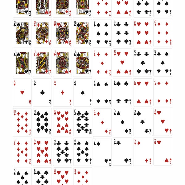 Poker Playing Cards Vector Files | Printable Poker Vector Files | Playing Cards Vector | Hearts, Spades, Clubs, Diamonds