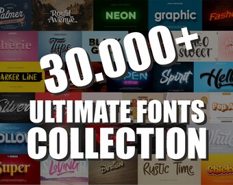 30.000+ Biggest Ultimate Fonts Collection - Bundle - TTF and OTF files - Digital Download