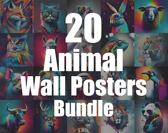 20 Funny Animal Posters: Modern Urban Art Prints (Digital Download)
