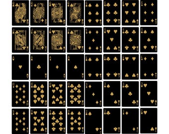 File vettoriali delle carte da gioco da poker Gold Edition: cuori, picche, fiori, quadri (download digitale)