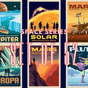 Set of 52 Space Poster | Mars Galaxy Jupiter Moon Saturn Planet Gallery | Science Fiction Poster | DIGITAL DOWNLOAD | Modern Art, Home Decor