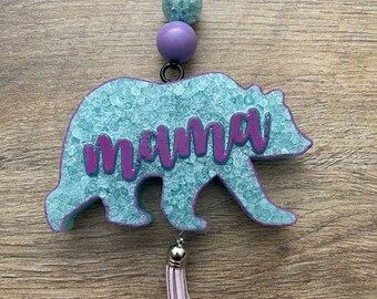 Mama Bear Freshie with beads and tassel