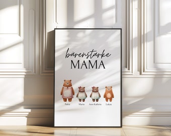 Personalisiertes Muttertagsgeschenk als Download, Kunstdruck mit Namen der Mutter und Kinder, Geschenk für Mama, Geburtstag Mama Bild