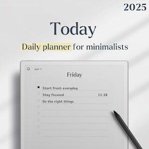 Oggi - reMarkable Paper Pro e reMarkable 2 Minimalist Daily Planner 2025 + 2024 / Modelli reMarkable Paper Pro / Modelli reMarkable 2
