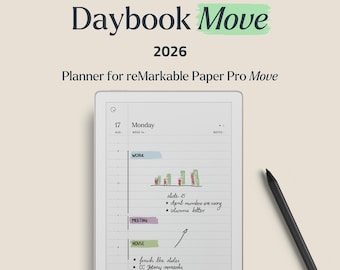 Daybook Move 2026 テンプレート デイリープランナー デジタルジャーナル reMarkable Paper Pro Move タブレット用