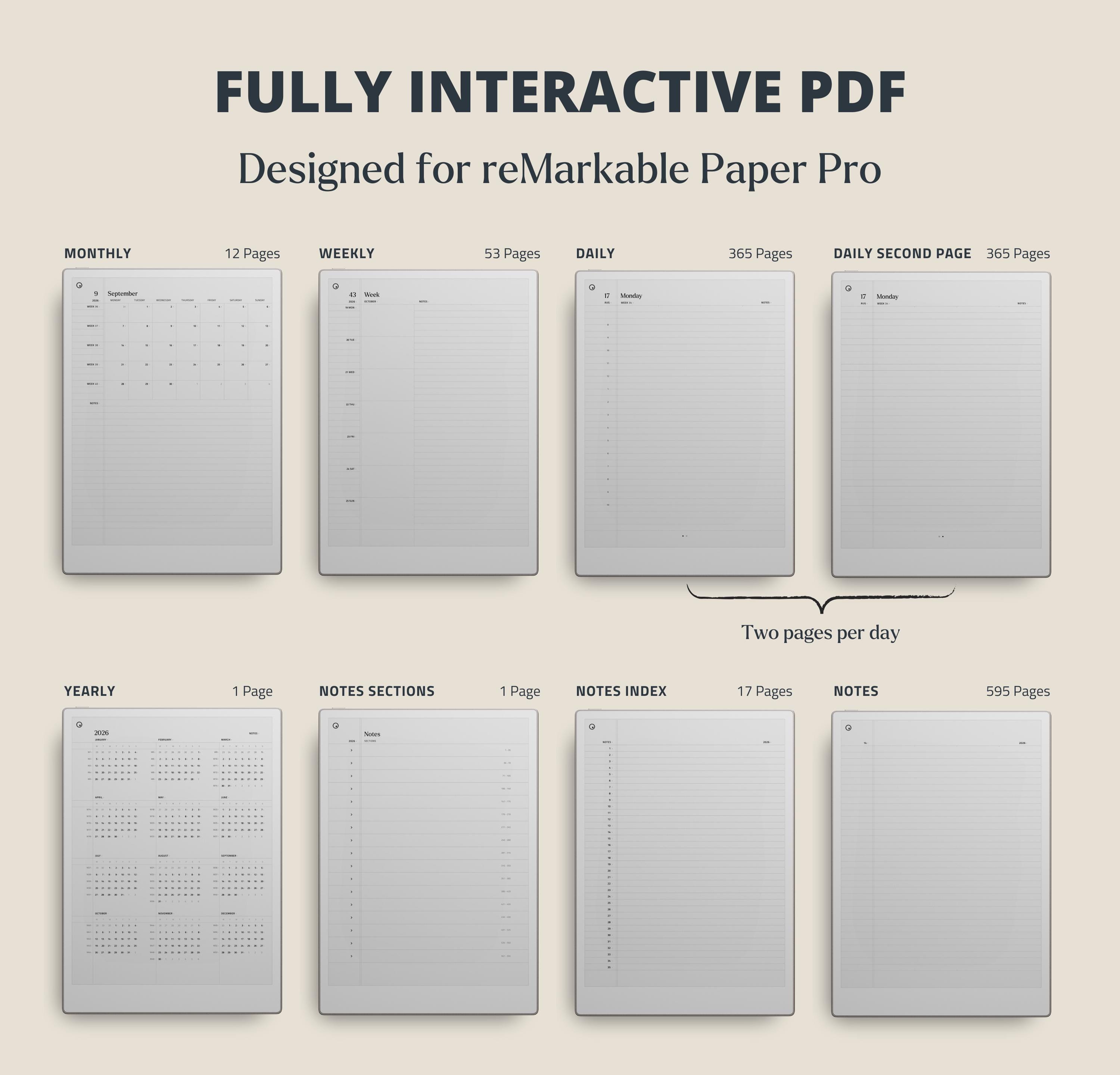 Daybook Pro 2026 Template Daily Planner Digital Journal for Remarkable ...