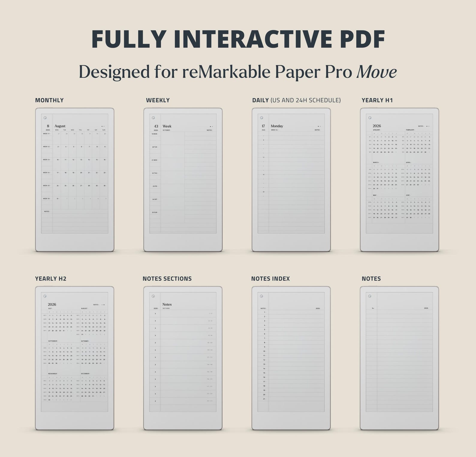 Daybook Move 2026 Template Daily Planner Digital Journal for Remarkable ...
