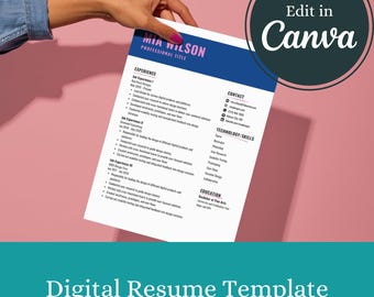 Blue Bold Canva Resume Template - Canva Template Resume Cover Letter ...
